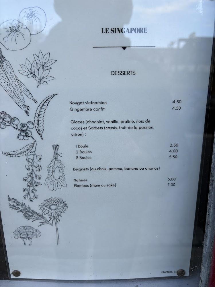 Restaurant Chinois Le Singapore - Menu Image 1